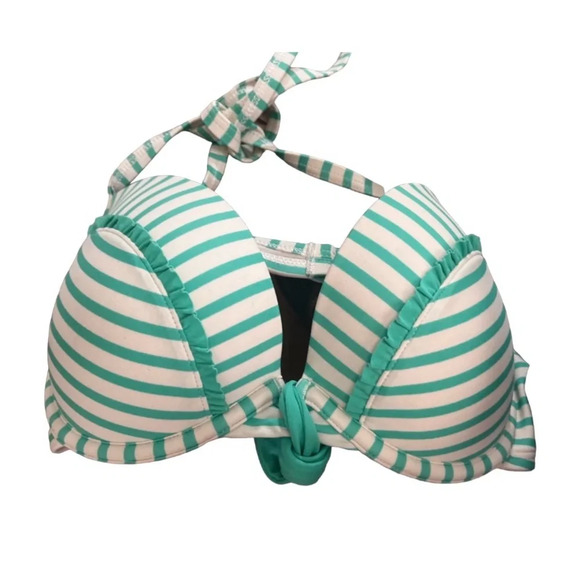 aerie Other - SOLD* on curtsy + Aerie Teal Green and White Halter Bikini Top 34D